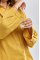 Mustard women's blouse with wide sleeves made of 100% hemp